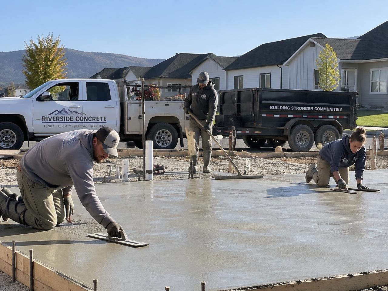 Summit Stone Concrete crew finishing a slab in Boulder, Colorado